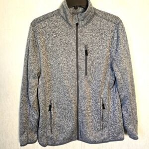 Ocean Coast Men's Jacket Large Heather Gray Fleece Zip Up 3 Pockets Zip Sporty‎